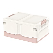 Ящик пластиковый складной белый, дно розовое, 480х360х240 мм в Волгодонске Ящик пластиковый складной белый, дно розовое, 480х360х240 мм в Волгодонске