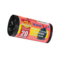 Мешки для мусора 20 л, с ручками, черные, в рулоне 30 шт., ПНД, 10 мкм, 550х440 мм, Крепак, 4607075710276 в Волгодонске Мешки для мусора 20 л, с ручками, черные, в рулоне 30 шт., ПНД, 10 мкм, 550х440 мм, Крепак, 4607075710276 в Волгодонске