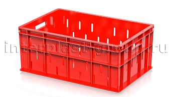 Ящик для молока, мяса, овощей и фруктов малая перфорация дно сплошное красный в Волгодонске Ящик для молока, мяса, овощей и фруктов малая перфорация дно сплошное красный в Волгодонске