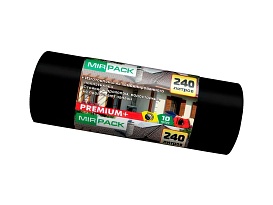 Мешки для мусора 240 л, ароматизированные, черные, в рулоне 10 шт., ПВД 45 мкм, 1300х930 мм, PREMIUM+, 24010830 в Волгодонске