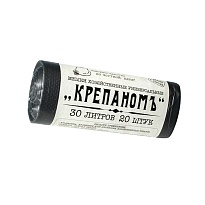Мешки для мусора 30 л, черные, в рулоне 20 шт., ПНД, 7 мкм, 560х440 мм, Крепаномъ, 4607075710580 в Волгодонске