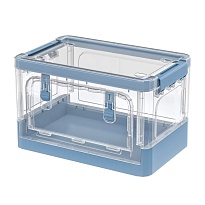 Ящик пластиковый складной прозрачный, дно синее, 360х235х230 мм, с колесиками в Волгодонске