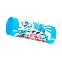 Мешки для мусора 30 л, голубые, в рулоне 30 шт. + 3 пакета в подарок, ПНД, 5 мкм, 560х480 мм, Королевство Чистоты, МК3964 (ПЭКЧ-30-30г) в Волгодонске