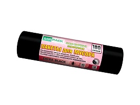 Мешки для мусора 180 л, ароматизированные, черные, в рулоне 10 шт., ПВД, 50 мкм, 1100х930 мм, EXTRA black, 18008301 в Волгодонске