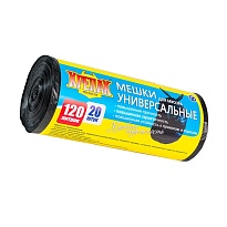 Мешки для мусора 120 л, черные, в рулоне 20 шт., ПНД, 15 мкм, 1100х700 мм, Крепак, 4607075710207 в Волгодонске
