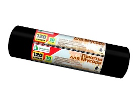 Мешки для мусора 120 л, черные, в рулоне 10 шт., ПНД, 12 мкм, 1100х700 мм, MIRPACK Classik, 1201011 в Волгодонске