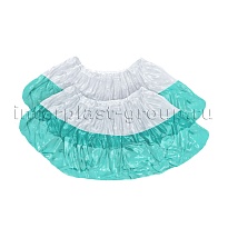 Бахилы бело-бирюзовые 1000 шт (500 пар), 48 мкм, двойная подошва, с одной резинкой, Эконом+ в Волгодонске Бахилы бело-бирюзовые 1000 шт (500 пар), 48 мкм, двойная подошва, с одной резинкой, Эконом+ в Волгодонске