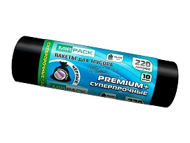 Мешки для мусора 220 л, черные, в рулоне 10 шт., ПВД, 45 мкм, 1250х930 мм, PREMIUM+, 2201068 в Волгодонске