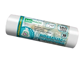 Мешки для мусора 180 л, ароматизированные, белые, в рулоне 10 шт., ПВД, 35 мкм, 1100х930 мм, PREMIUM+, 180105302 в Волгодонске