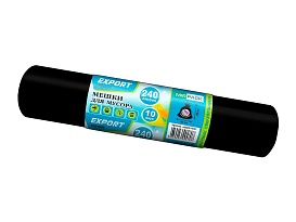 Мешки для мусора 240 л, черные, в рулоне 10 шт., ПВД 80 мкм, 1300х930 мм, EXPORT, exp 24010167 в Волгодонске
