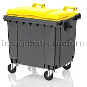 Контейнер для мусора 1100 л темно-серый с желтой крышкой