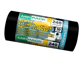 Мешки для мусора 240 л, ароматизированные, черные, в рулоне 10 шт., ПВД 70 мкм, 1300х930 мм, СТРОЙКА, S24010130 в Волгодонске