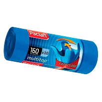 Мешки для мусора 160 л, с ушками, синие, в рулоне 10 шт., ПВД, 30 мкм, 1250х900 мм, PACLAN Multitop, 604064 в Волгодонске
