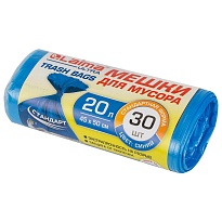 Мешки для мусора 20 л, синие, в рулоне 30 шт., ПНД, 8 мкм, 500х450 мм, LAIMA, 607682 в Волгодонске