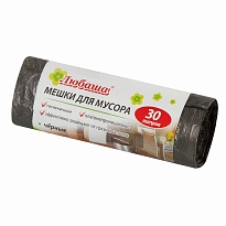 Мешки для мусора 30 л, черные, в рулоне 20 шт., ПНД, 5 мкм, 550х470 мм, Любаша эконом, 605329 в Волгодонске Мешки для мусора 30 л, черные, в рулоне 20 шт., ПНД, 5 мкм, 550х470 мм, Любаша эконом, 605329 в Волгодонске