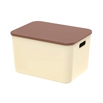 Ящик пластиковый вкладываемый бежевый с коричневой крышкой 410х305х245 мм в Волгодонске