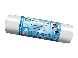 Мешки для мусора 300 л, белые, в рулоне 10 шт., ПВД 70 мкм, 1400х1000 мм, PREMIUM+, 300101602 в Волгодонске