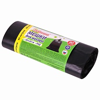 ММешки для мусора 60 л, черные, в рулоне 20 шт., ПНД, 8 мкм, 650х580 мм, Любаша, 608092 в Волгодонске