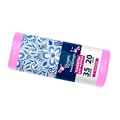 Мешки для мусора 35 л, с ушками, розовые, в рулоне 20 шт., ПНД, 12 мкм, 655х500 мм, Узоры Чистоты, МУ3469 (МСУ-35роз)