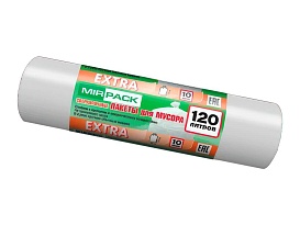 Мешки для мусора 120 л, белые, в рулоне 10 шт., ПНД, 14 мкм, 1100х700 мм, EXTRA, ex1201803 в Волгодонске