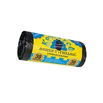 Мешки для мусора 30 л, с ушками, черные, в рулоне 30 шт., ПНД, 8 мкм, 580х460 мм, Крепакоф, 4607075710412 в Волгодонске