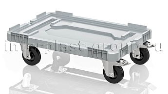 Тележка пластиковая сплошная 2 колеса с тормозом усиленная серая в Волгодонске